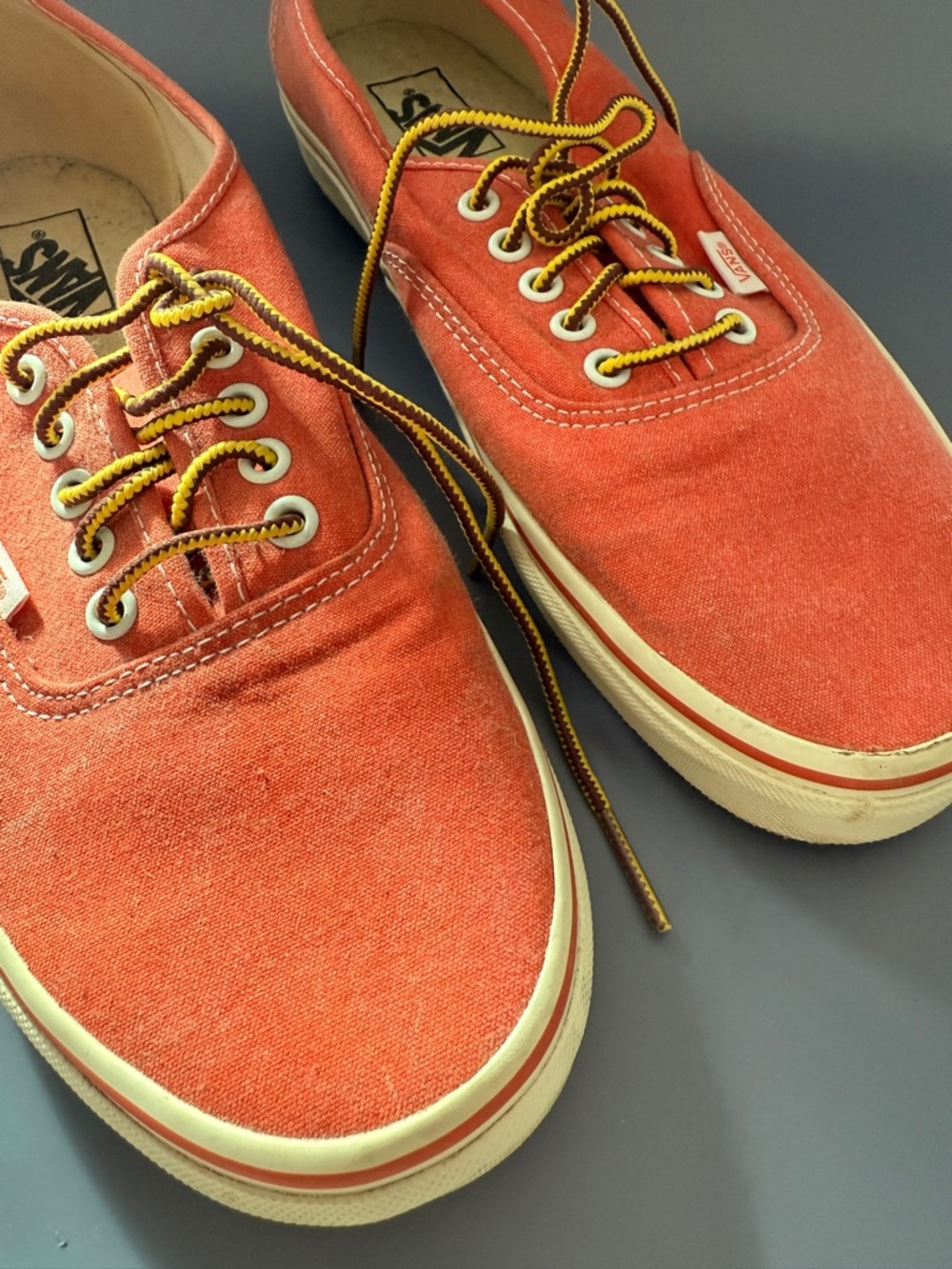 Vans Men's Orange Canvas Authentic Skate Shoes - Size 11